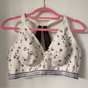 Cacique White Floral Unlined Full Coverage No-Wire Bra